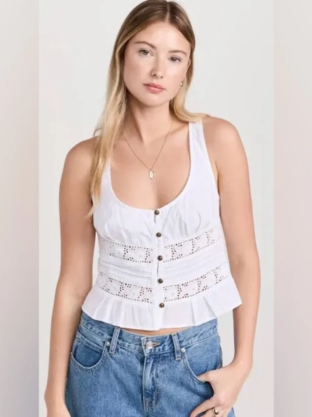 Free People Kianna Lace Tank Top